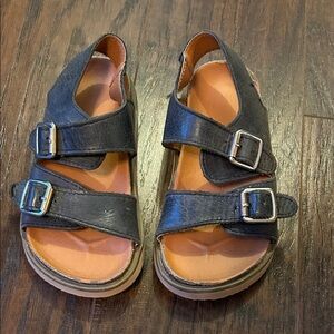 Children's Black Leather Sandals